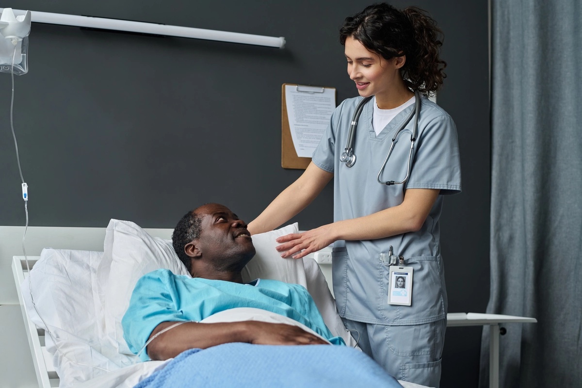 A person with a fentanyl addiction receiving care at a hospital.