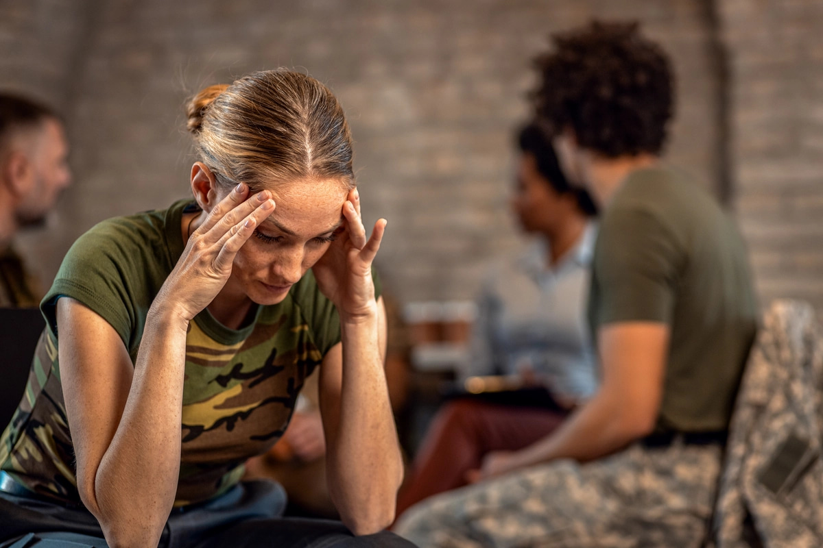 A servicemember struggling with the mental health effects of trauma.